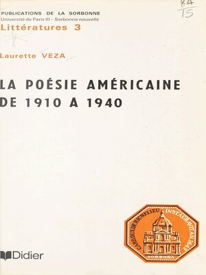 cover image of La poésie américaine de 1910 à 1940